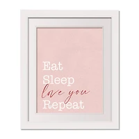 16" x 20" Eat Sleep Love White Framed Print Wall Art
