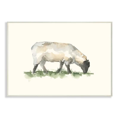 Stupell Industries Grazing Sheep Grass Field Farm Animal Painting Wall Plaque