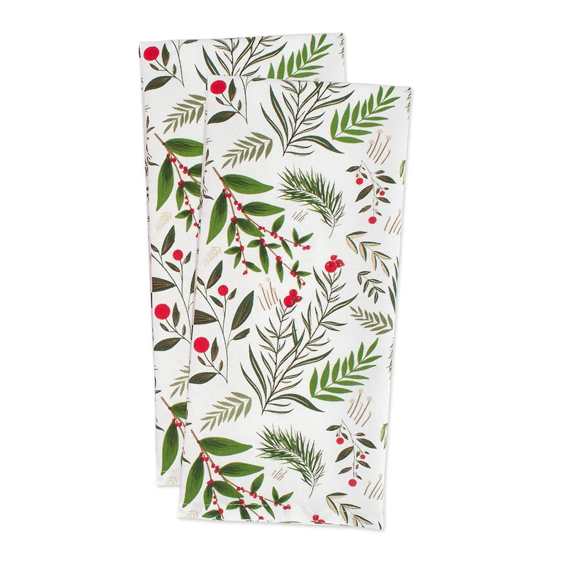DII® Holiday Sprigs Printed Dishtowel Set