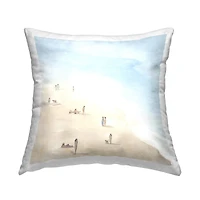 Stupell Industries People Lounging at Beach Soft Blue Coastal Landscape Throw Pillow 18" x 18"