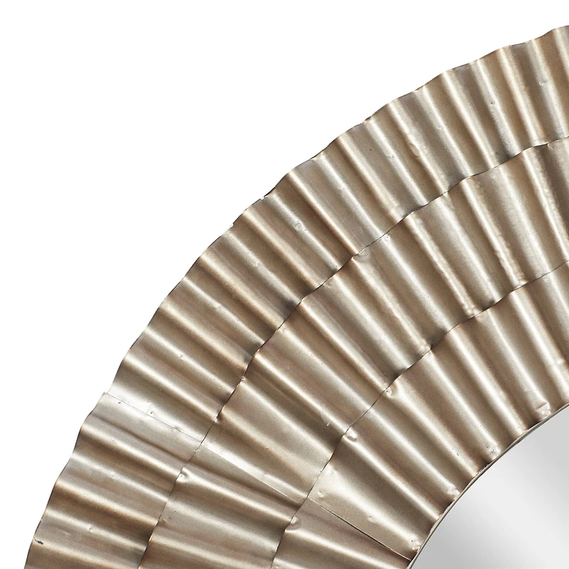 42" Silver Rustic Metal Round Wall Mirror