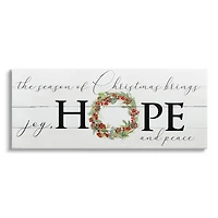Stupell Industries Joy Hope & Peace Christmas Wreath Canvas Wall Art