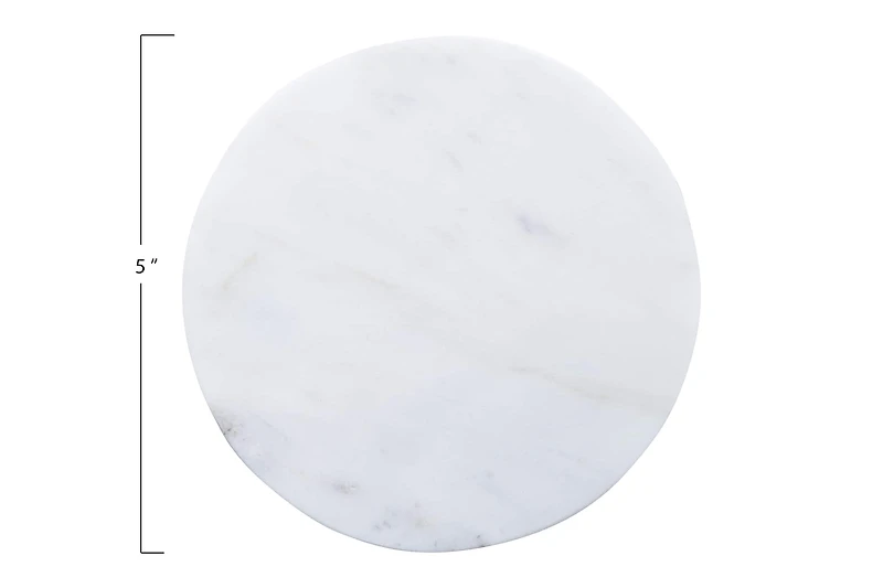 Hello Honey® Round Marble Coasters with Mango Wood Holder Set