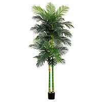 9ft. Potted Green Artificial Double Golden Cane Palm Tree