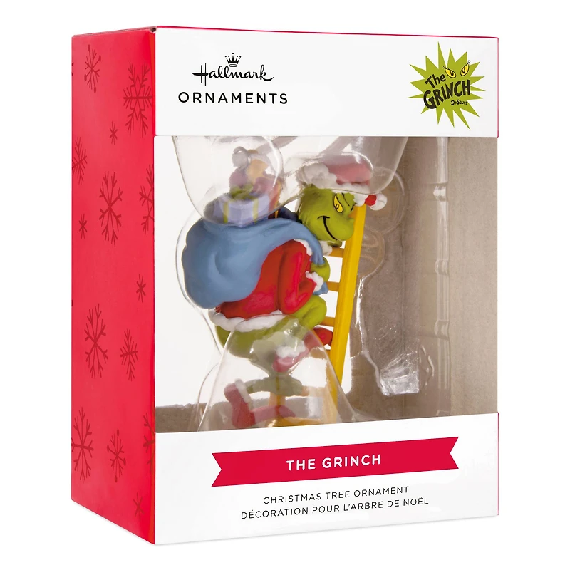 Hallmark Dr. Seuss's How the Grinch Stole Christmas! 3.25" The Grinch on Ladder Ornament