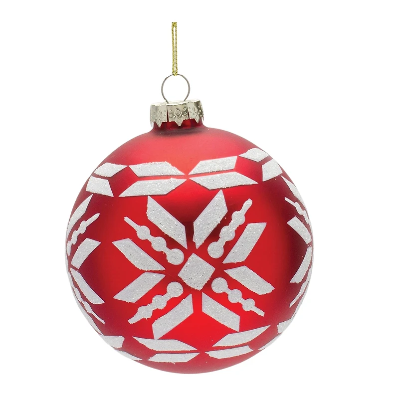6ct. Nordic Snowflake Glass Ball Ornament