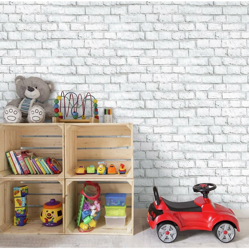 RoomMates White Brick Peel & Stick Wallpaper