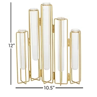 Gold Metal Contemporary Vase, 12" x 10" x 3"