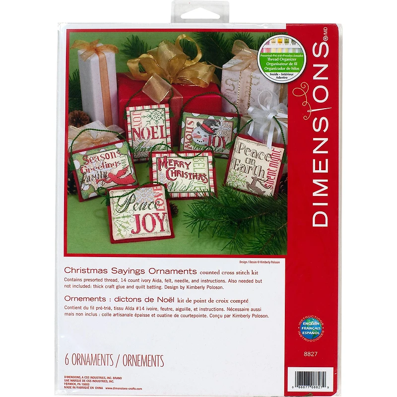 Dimensions® Christmas Sayings Ornaments Counted Cross Stitch Kit