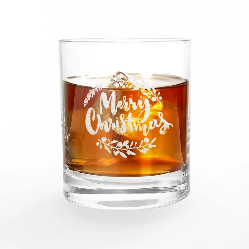 11oz. Merry Christmas Script Whiskey Glass