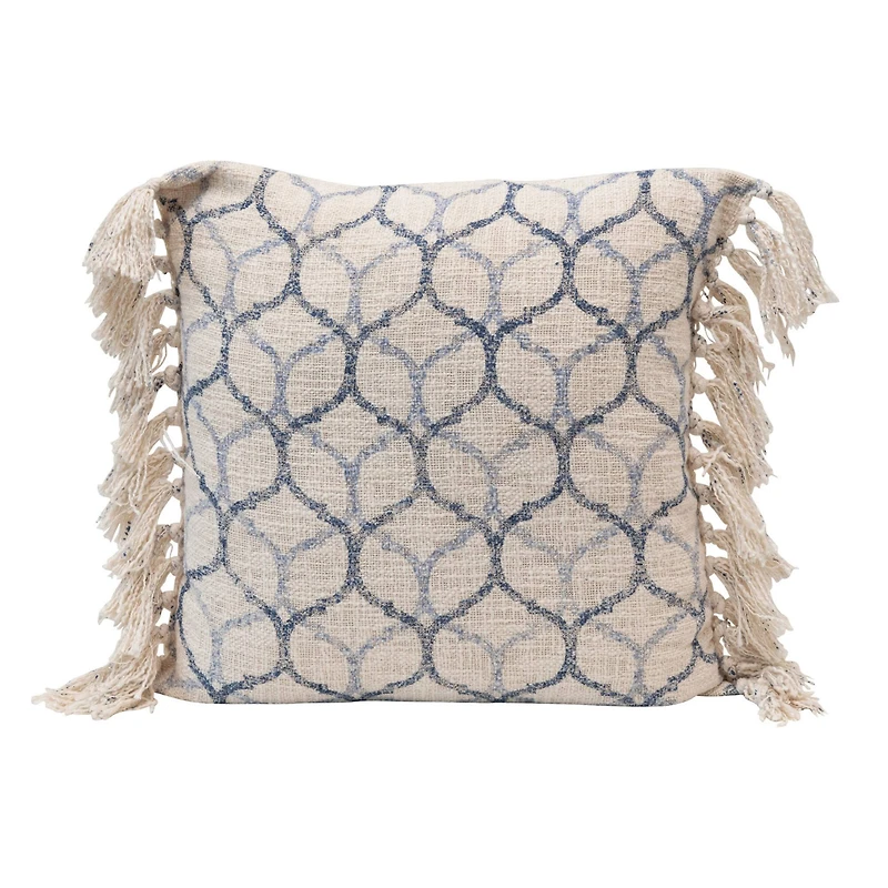 Hello Honey® Stonewashed Blue & Cream Ogee Pattern Pillow