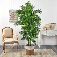 6ft. Curvy Parlor Artificial Palm Tree in Handmade Natural Jute and Cotton Planter