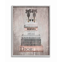 Stupell Industries Luxury Fashion Book Stack & Black Heels Wall Art in Gray Frame