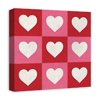 Heart Checker Pattern Canvas Wall Art