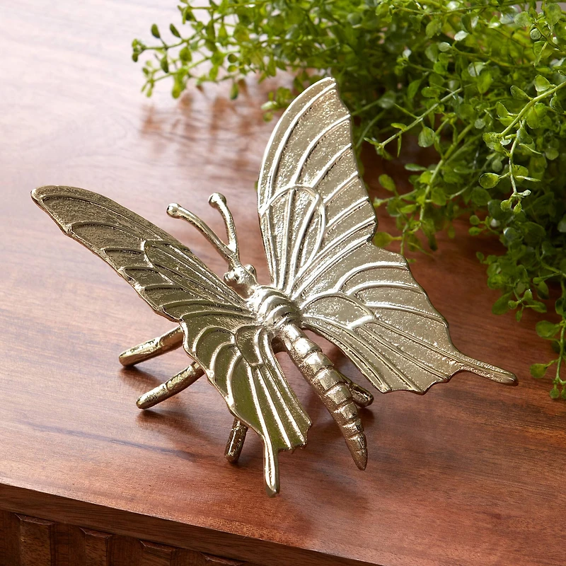 6" Gold Modern Metal Butterfly Accents, 2ct.