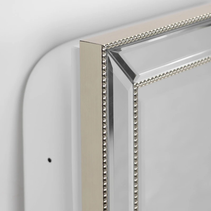 Head West Beaded Champagne Silver Framed Wall Vanity Mirror & Medicine Cabinet