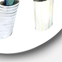 Designart - Cactus Succulent Aloe Vera Home Plants In The Pots - Farmhouse Metal Circle Wall Art