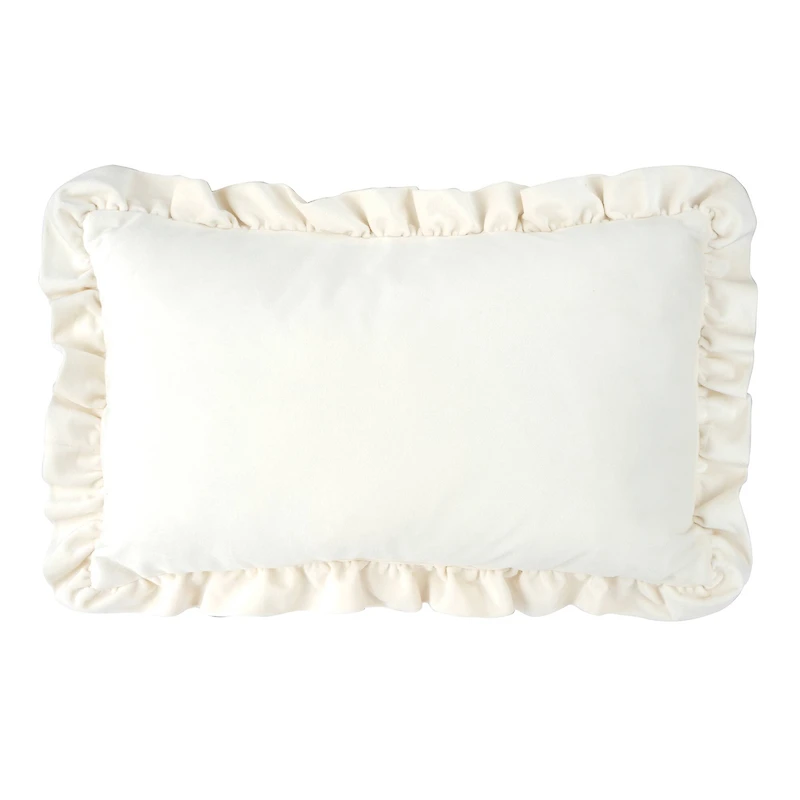 12" x 20" White Ruffled Joyeux Noel Lumbar Throw Pillow by Ashland®