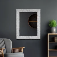 Head West 29" Chrome & White Tile Textured Framed Vanity Mirror