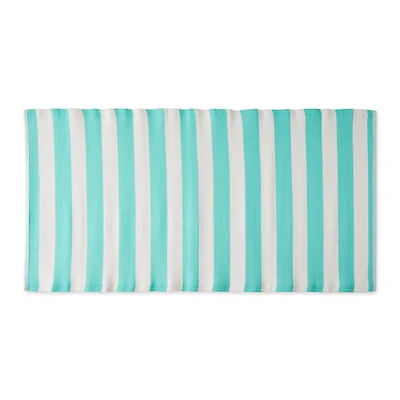 Aqua And White Stripe Outdoor Floor Runner 3ft. x 6ft.