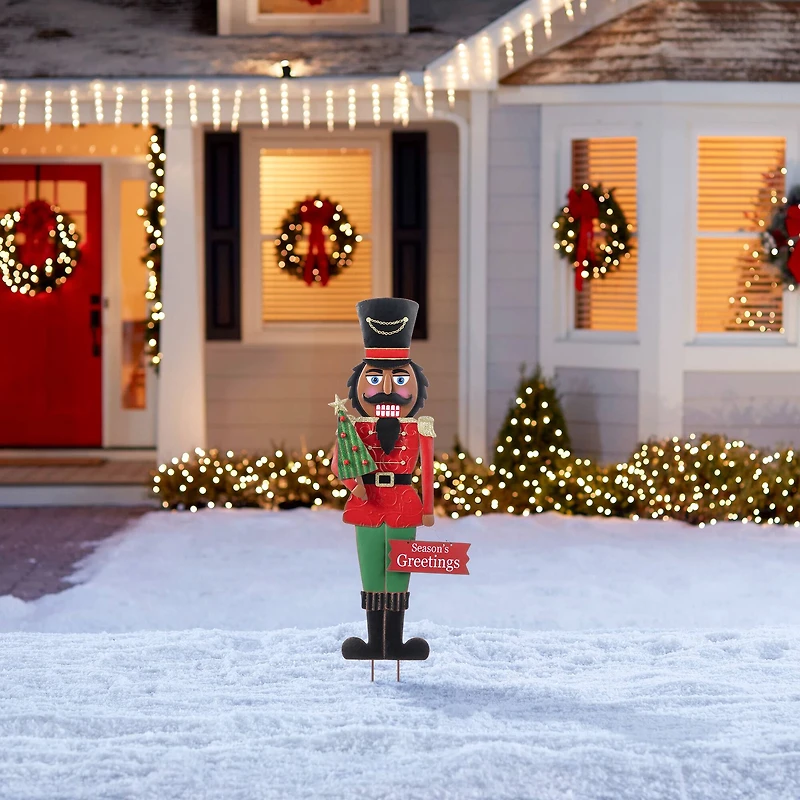 Glitzhome® 36" Christmas Metal African Nutcracker Yard Stake