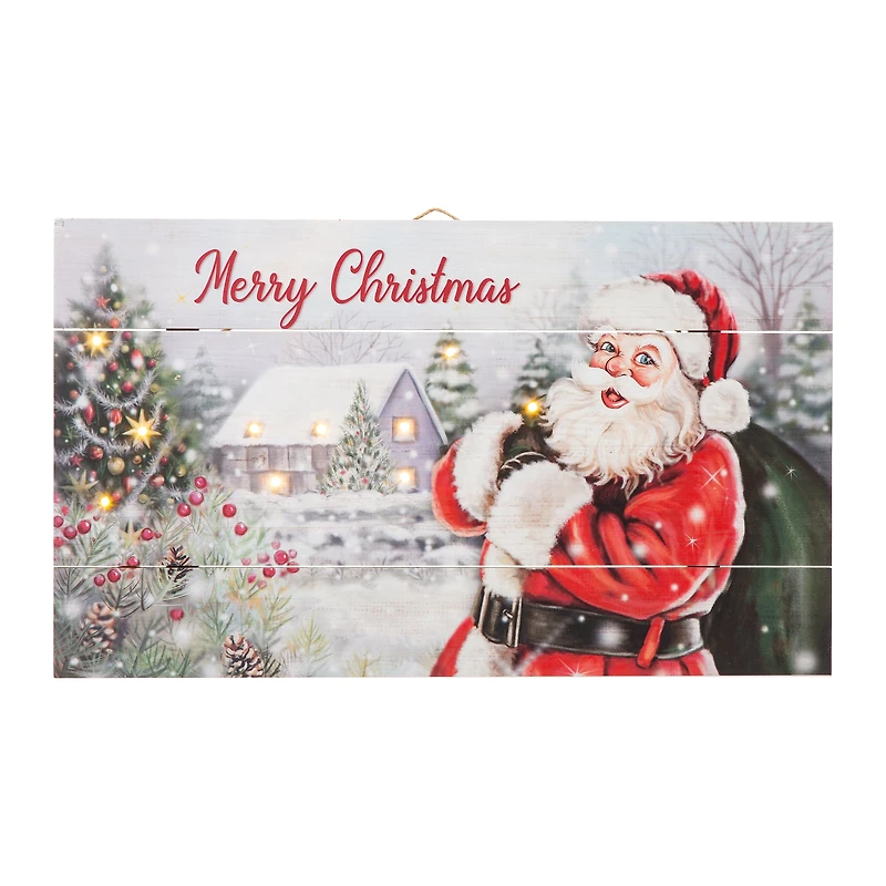 Glitzhome® 24" LED Wooden Santa Wall Décor