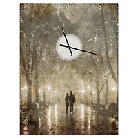 Designart 'Couple Walking In Night Lights Farmhouse Rectangular Wall Clock