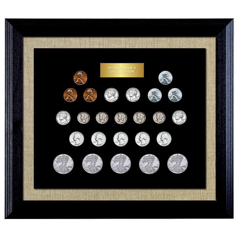 World War II Coin Collection in Wood Frame