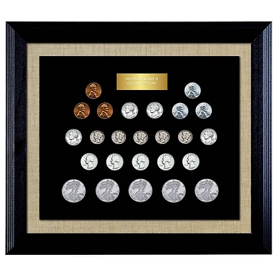 World War II Coin Collection in Wood Frame