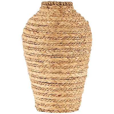 13" Brown Seagrass Handmade Braided Vase