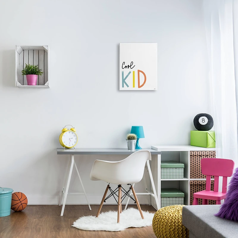 Stupell Industries Cool Kid Text Minimal Red Yellow Blue Typography Canvas Wall Art