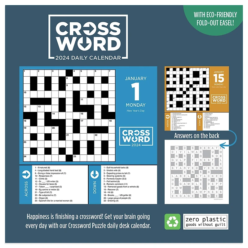 TF Publishing 2024 Crossword Puzzles Daily Desktop Calendar