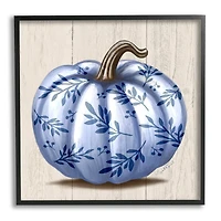 Stupell Industries Blue Patterned Botanical Pumpkin Framed Giclee Art