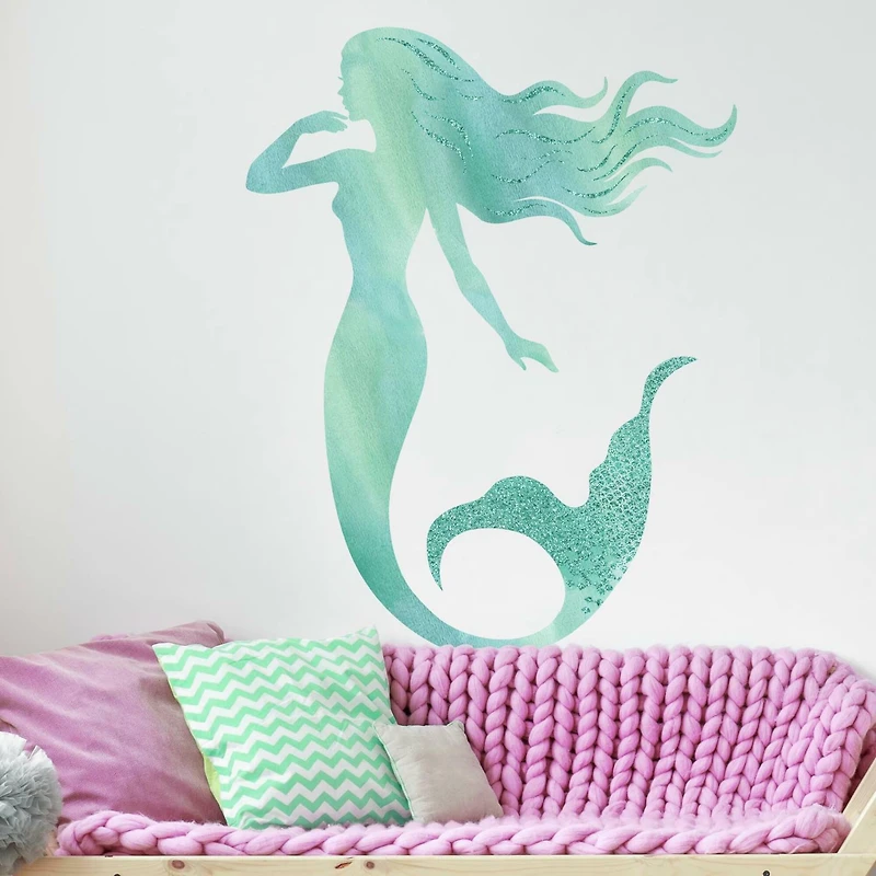 RoomMates Glitter Mermaid Peel & Stick Giant Wall Decals