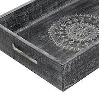 Black Mango Wood Traditional Tray Set