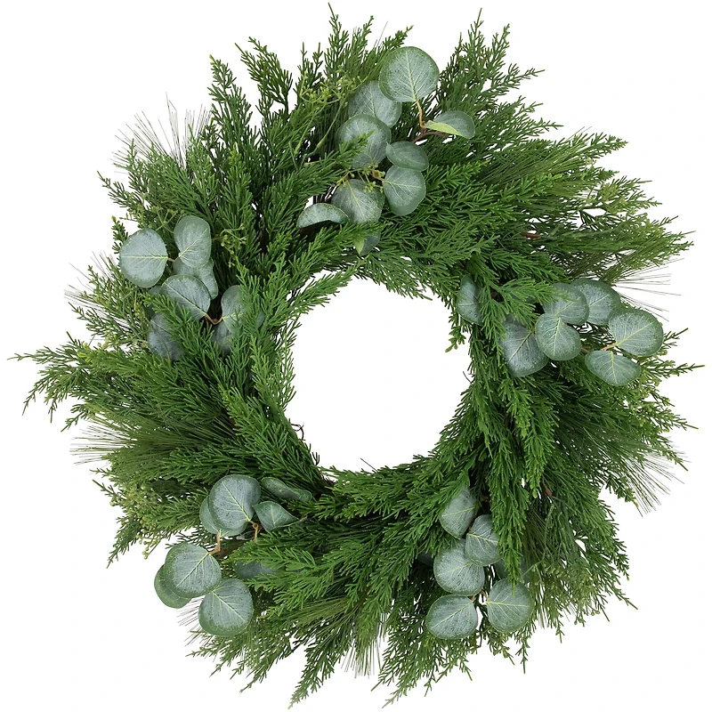 24" Eucalyptus & Mixed Pine Christmas Wreath