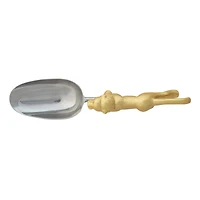 Hello Honey Stainless Steel and Cast Aluminum Scoop with Lion Shaped Handle, Gold Finish