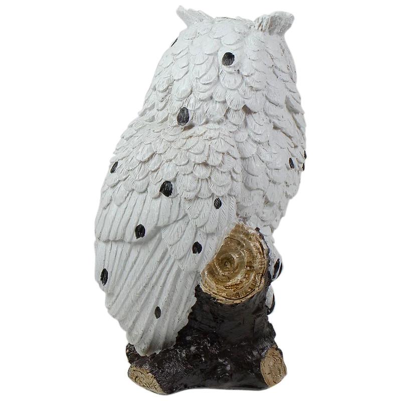 6" White Owl Perched on a Branch Outdoor Garden Statue