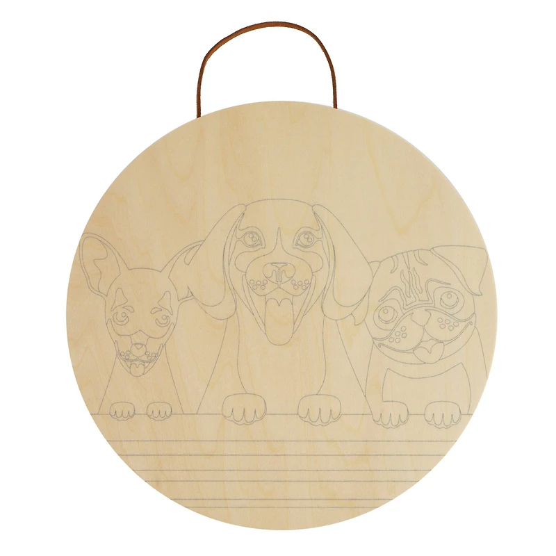 Dogs Paint-by-Number Round Plywood Surface Kit by Artist's Loft®