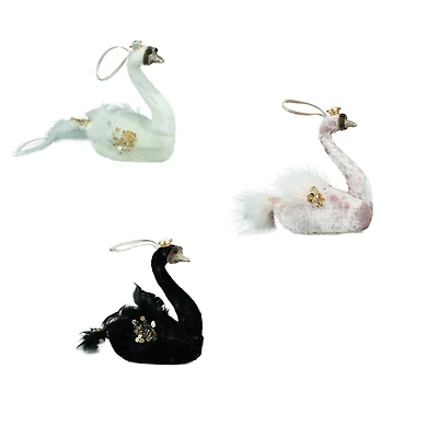 Assorted 4.75" Natural Feather Swan Ornament, 1pc. by Ashland®