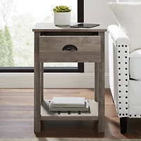 Walker Edison Gray Wash Country Single Drawer Nightstand