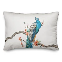 Floral Peacock 14" x 20" Throw Pillow