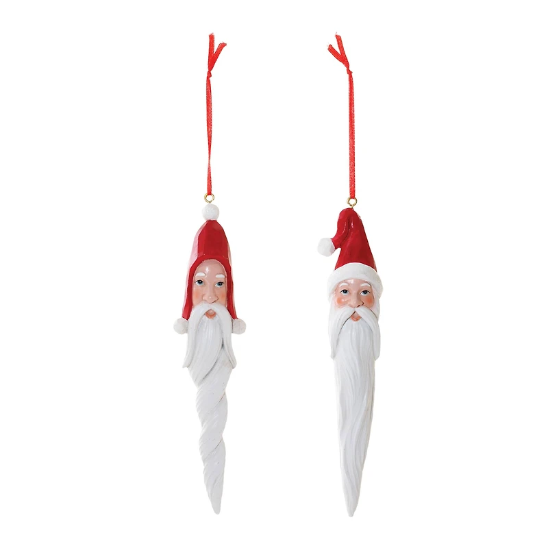 Carved Santa Drop Ornament Set