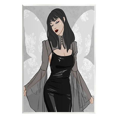 Stupell Industries Goth Fashion Girl Botanical Pattern Wall Plaque Art