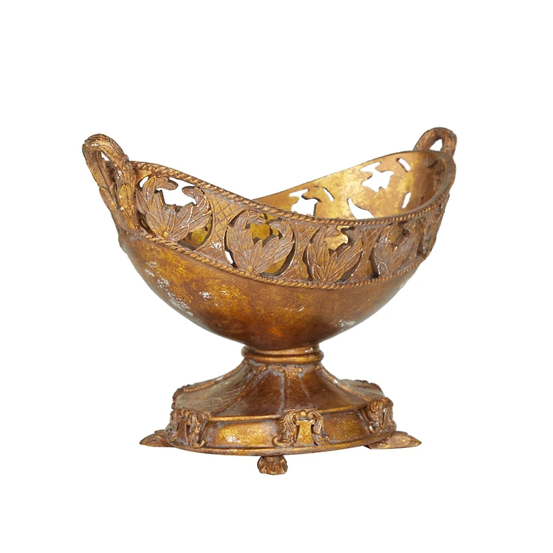 Bronze Polystone Traditional Decorative Bowl, 11" x 18" x 8"