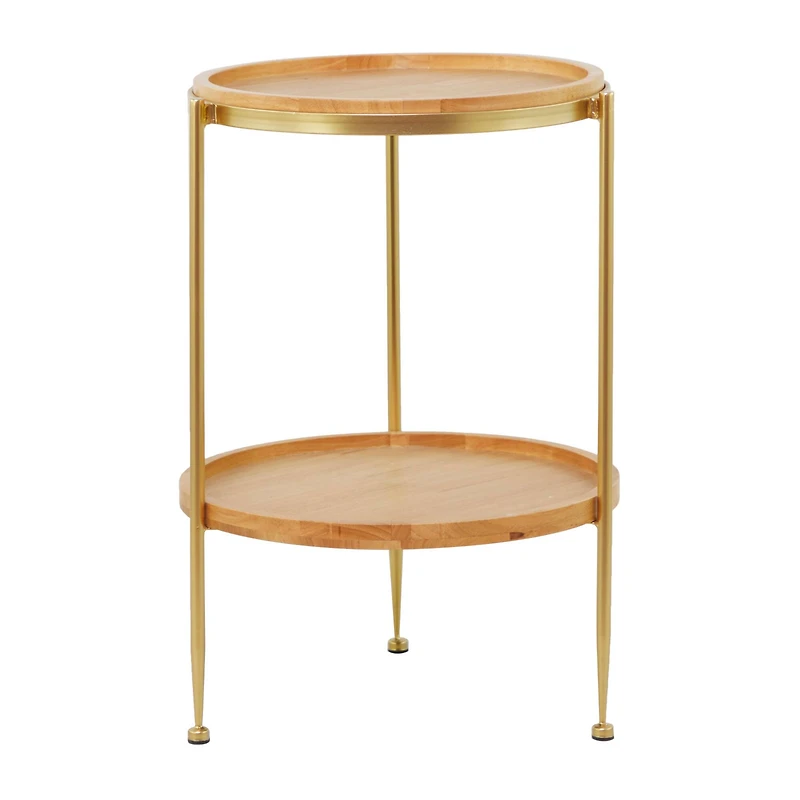 25" Brown Metal Contemporary Accent Table