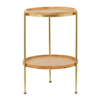 25" Brown Metal Contemporary Accent Table