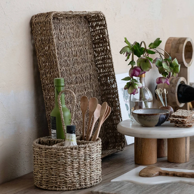 Hello Honey® 20" x 14" Natural Hand-Woven Seagrass Tray with Handles