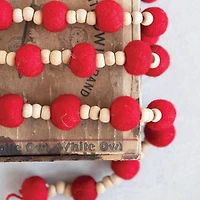Hello Honey® 6ft. Red Wool Felt Balls & Wood Beads Garland