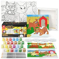 Arteza® Kids Canvas Paint Kit, 4 8x8 Canvas with Brushes & Paints Animals
